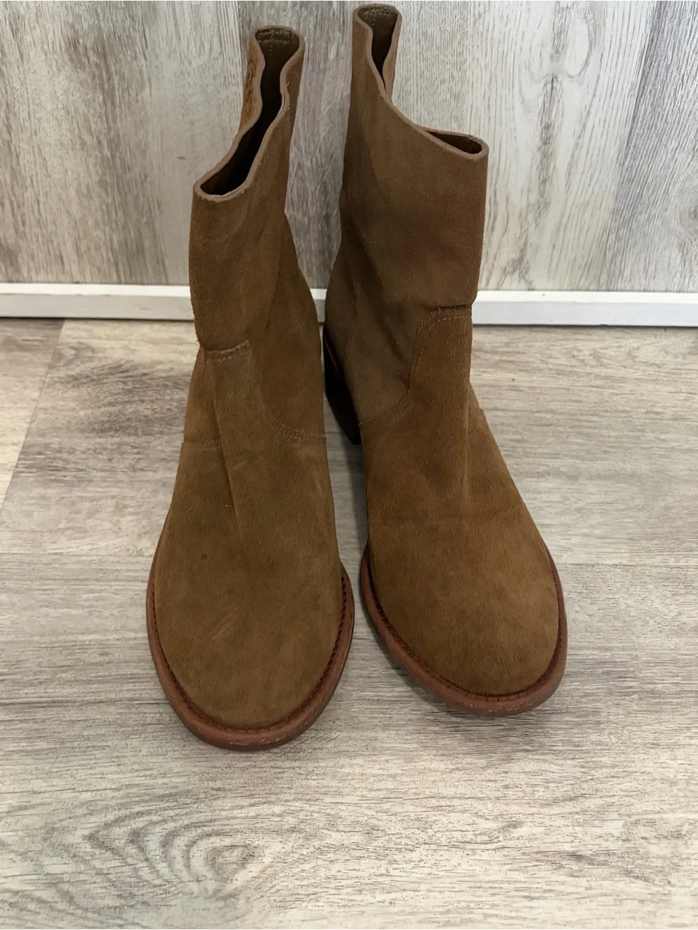Tory Burch Sienna Suede Bootie Ankle Boots Womens Size 9 River Rock Brown